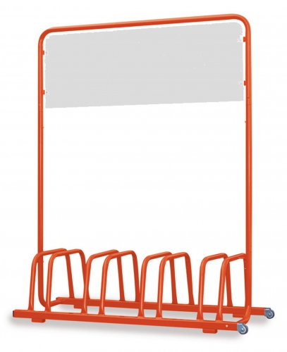 4er Fahrradständer mit Rollen & Werbeschild Orange